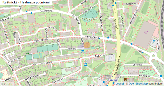 Květnická - mapa podnikání