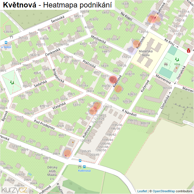 Mapa Květnová - Firmy v ulici.