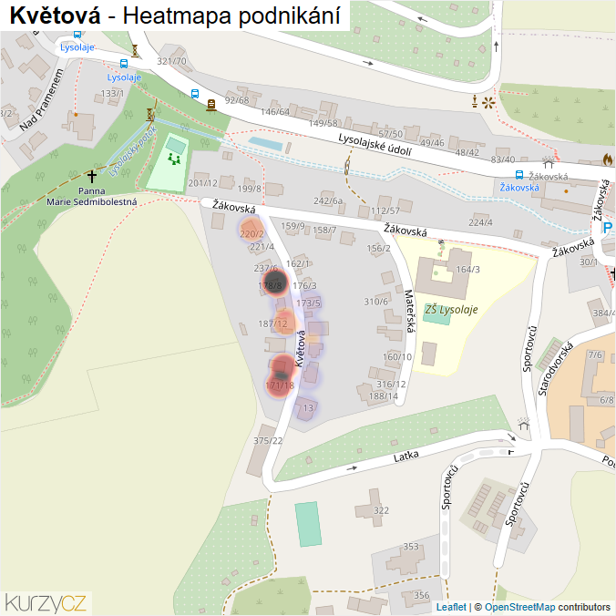 Mapa Květová - Firmy v ulici.
