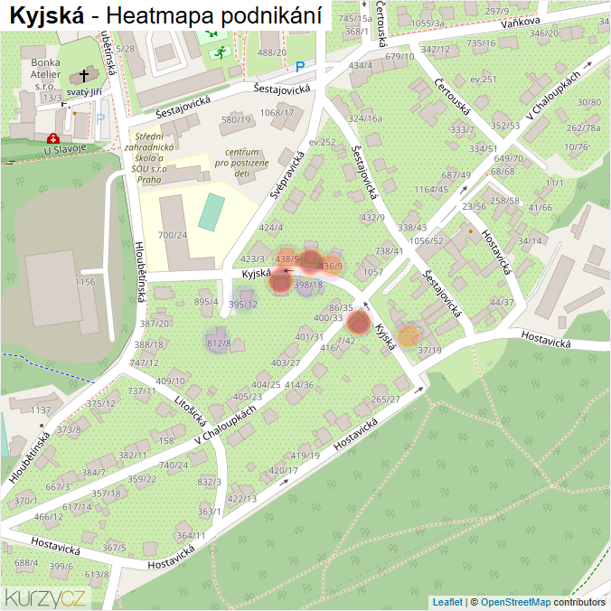 Mapa Kyjská - Firmy v ulici.