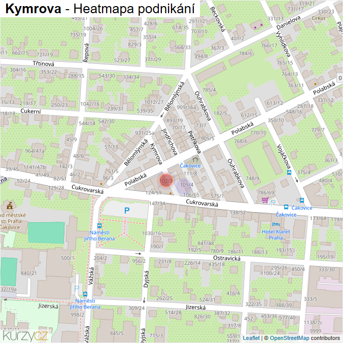 Mapa Kymrova - Firmy v ulici.