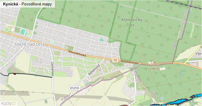Kynická - záplavové mapy stoleté vody