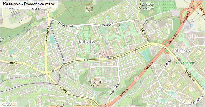 Kyselova - záplavové mapy stoleté vody
