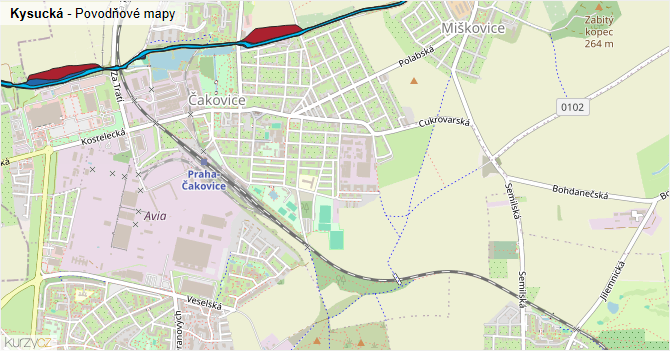 Kysucká - záplavové mapy stoleté vody