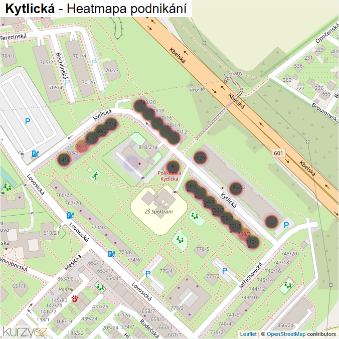 Mapa Kytlická - Firmy v ulici.