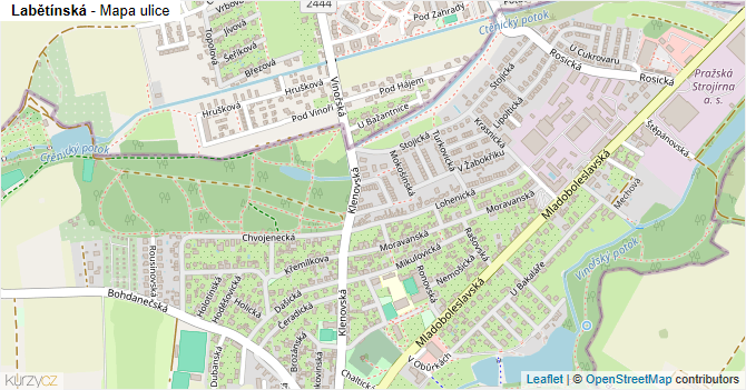 Labětínská - mapa ulice