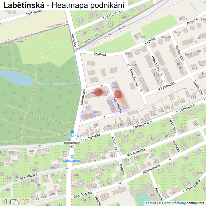 Mapa Labětínská - Firmy v ulici.
