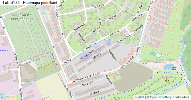 Labuťská - mapa podnikání