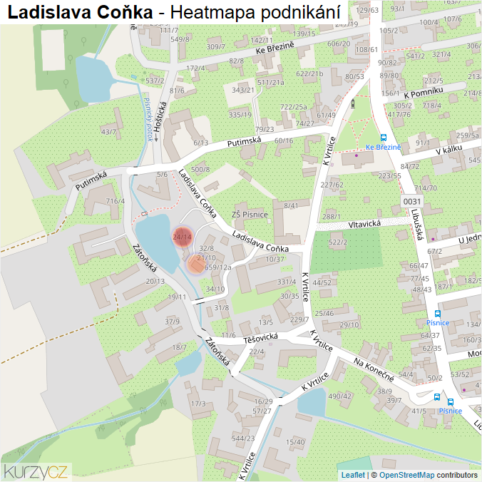 Mapa Ladislava Coňka - Firmy v ulici.