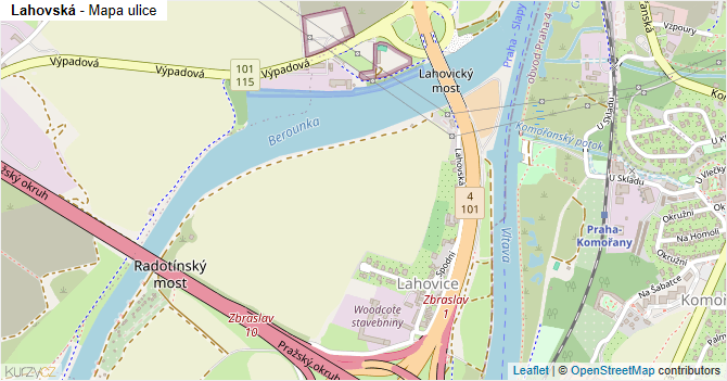 Lahovská - mapa ulice