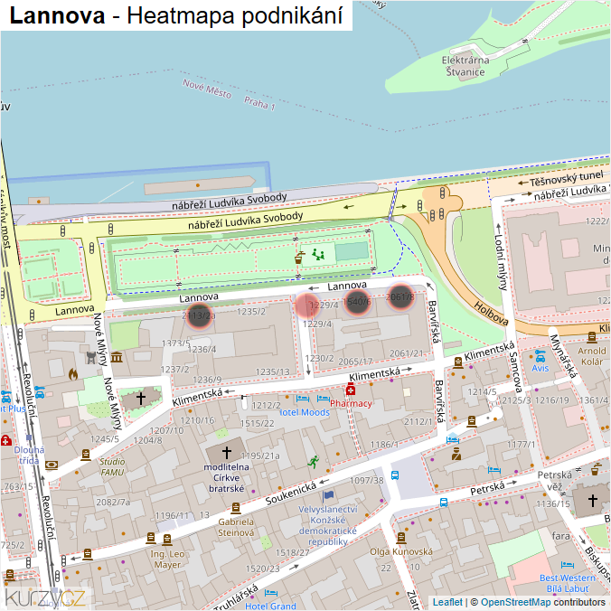 Mapa Lannova - Firmy v ulici.