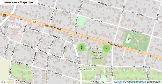 Lánovská - mapa firem