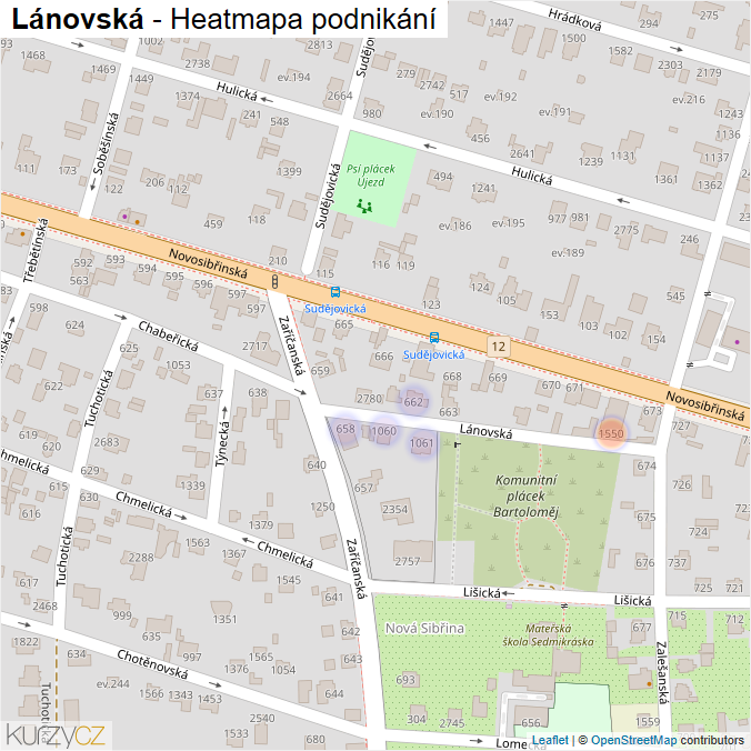 Mapa Lánovská - Firmy v ulici.