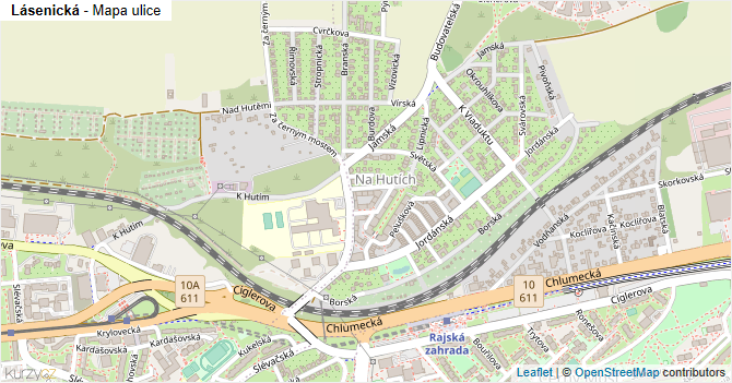 Lásenická - mapa ulice
