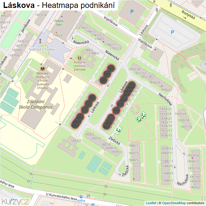 Mapa Láskova - Firmy v ulici.