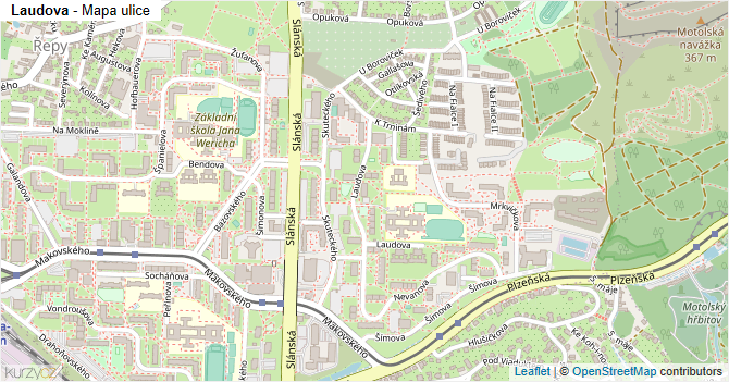 Laudova - mapa ulice