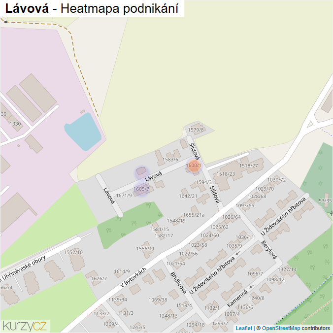 Mapa Lávová - Firmy v ulici.