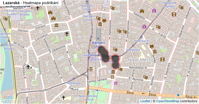 Lazarská - mapa podnikání