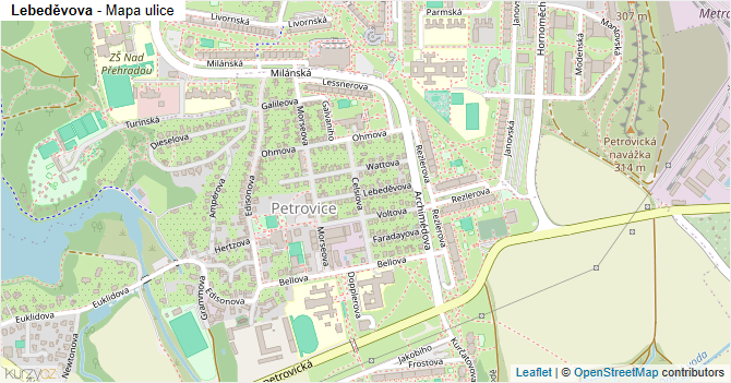 Lebeděvova - mapa ulice