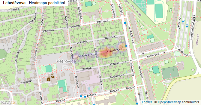 Lebeděvova - mapa podnikání