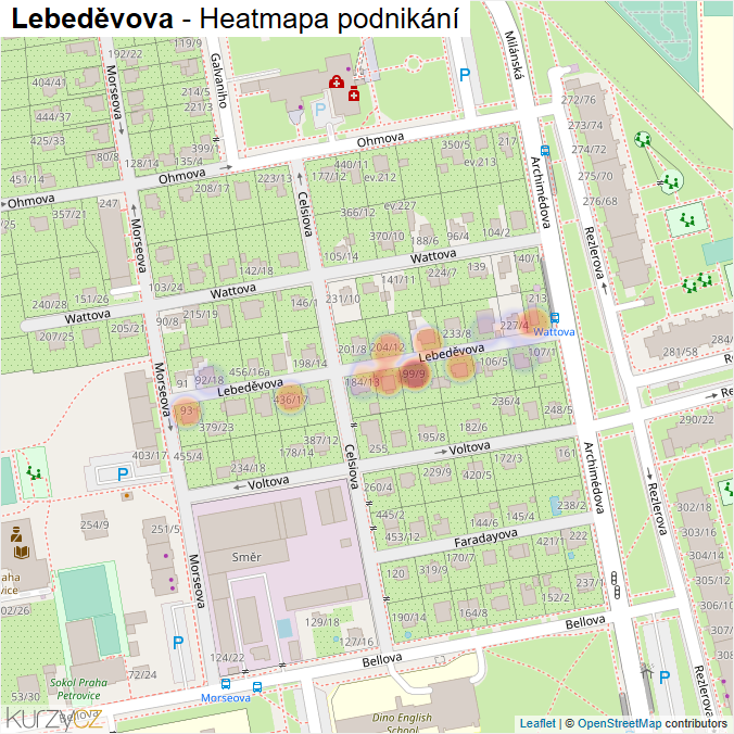 Mapa Lebeděvova - Firmy v ulici.