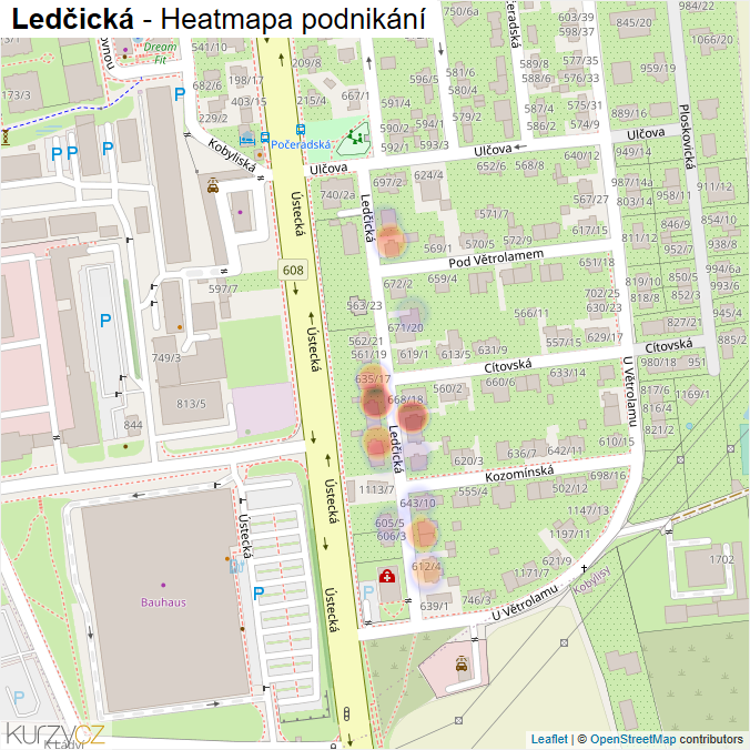 Mapa Ledčická - Firmy v ulici.