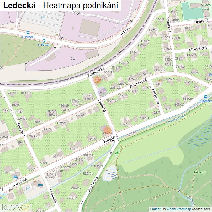 Mapa Ledecká - Firmy v ulici.