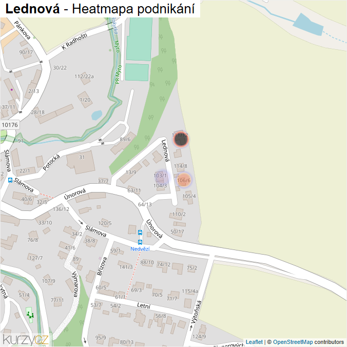 Mapa Lednová - Firmy v ulici.