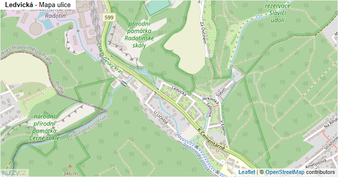 Ledvická - mapa ulice