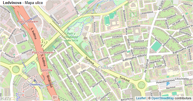 Ledvinova - mapa ulice