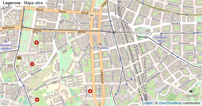 Legerova - mapa ulice