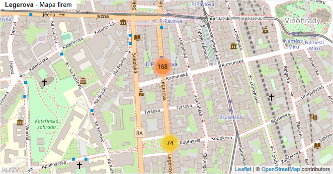 Legerova - mapa firem