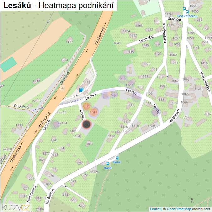 Mapa Lesáků - Firmy v ulici.