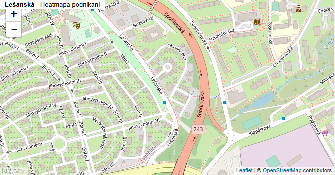 Lešanská - mapa podnikání