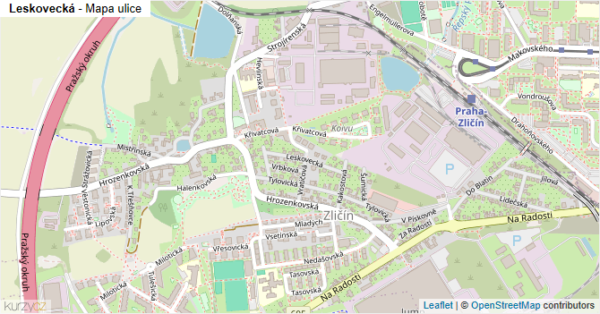 Leskovecká - mapa ulice