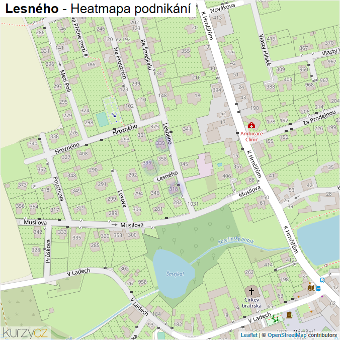 Mapa Lesného - Firmy v ulici.