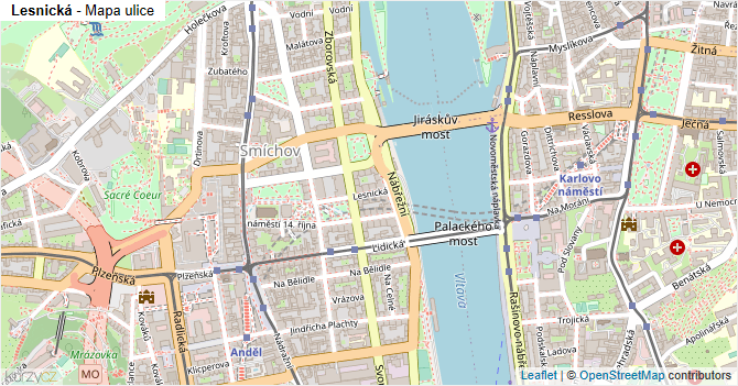 Lesnická - mapa ulice