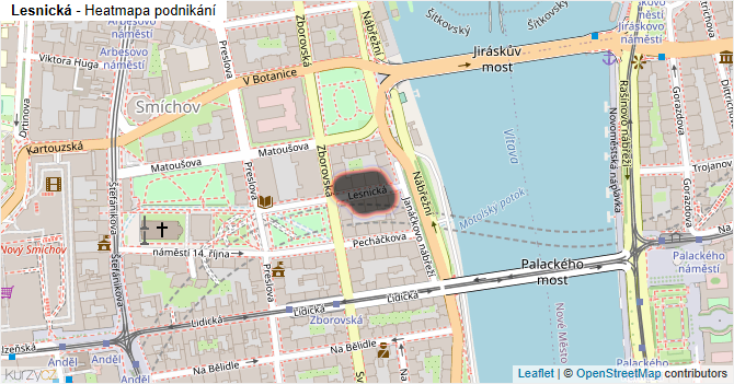 Lesnická - mapa podnikání