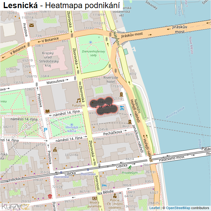 Mapa Lesnická - Firmy v ulici.