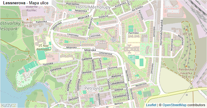 Lessnerova - mapa ulice