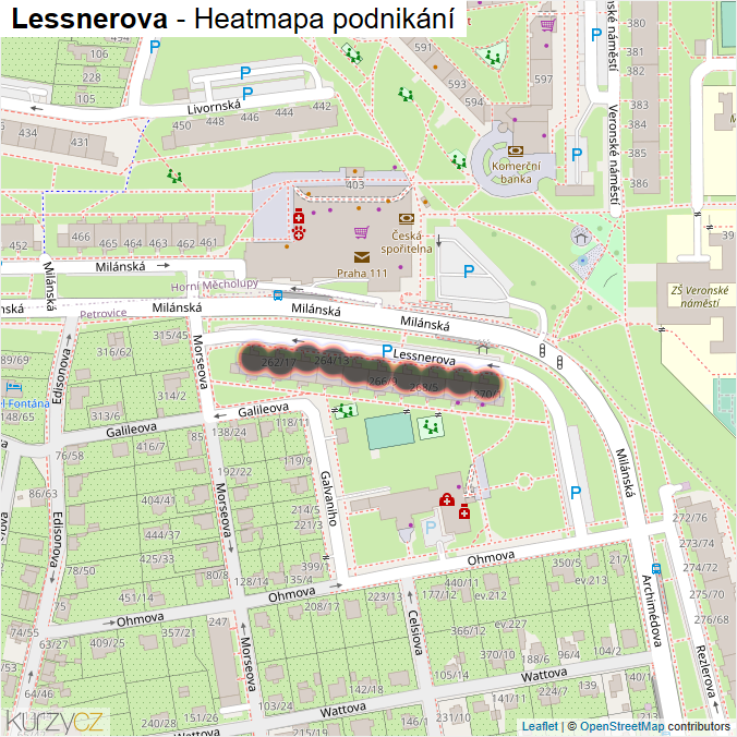 Mapa Lessnerova - Firmy v ulici.