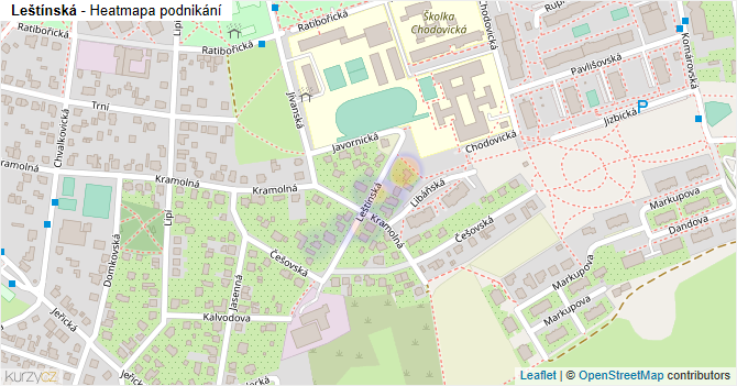 Leštínská - mapa podnikání