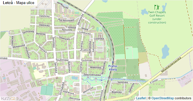 Letců - mapa ulice