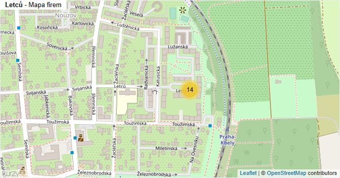 Letců - mapa firem