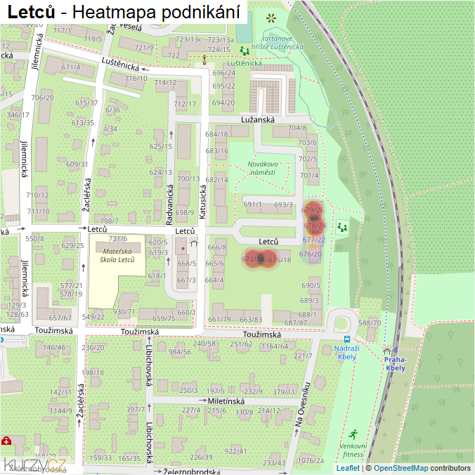 Mapa Letců - Firmy v ulici.
