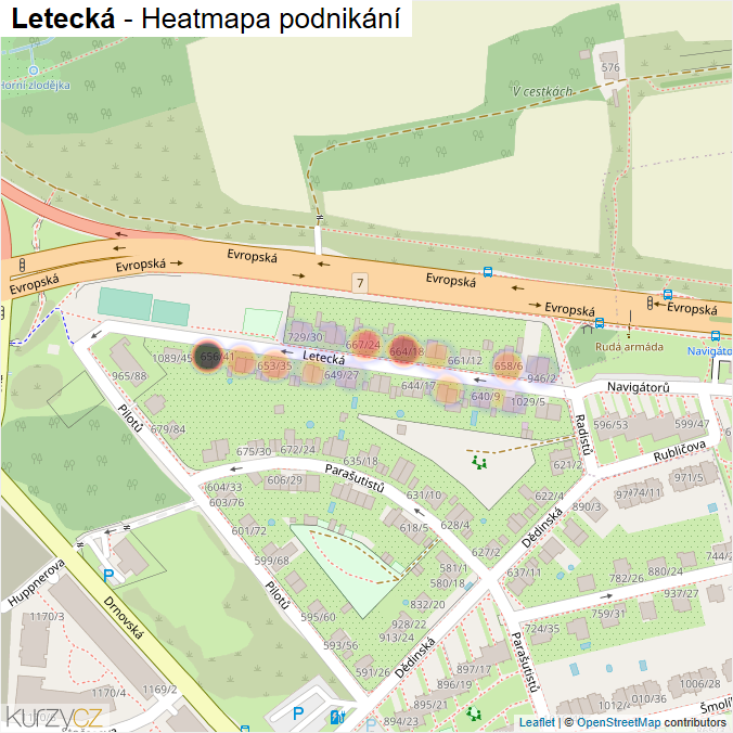 Mapa Letecká - Firmy v ulici.