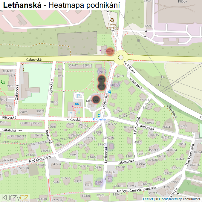 Mapa Letňanská - Firmy v ulici.