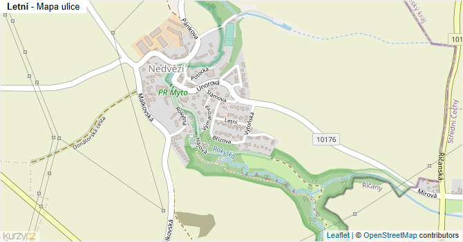 Letní - mapa ulice