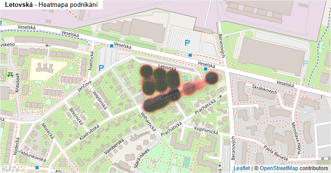 Letovská - mapa podnikání
