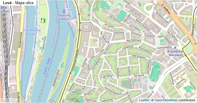 Levá - mapa ulice